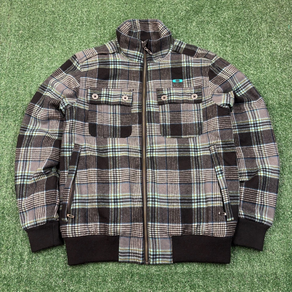 Vintage 2000's Oakley Plaid Flannel Bomber Jacket